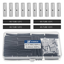 16-14 AWG Non Insulated Butt Connectors Crimps 16-14AWG with Heat Shrink Tube Pu