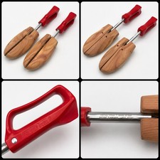 Ravel Tree Cedar Shoe Trees Adjustable Wooden Men  s Pair Red Handles USA