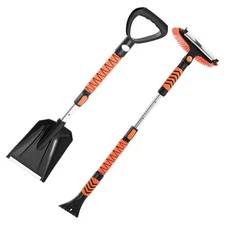 42in Extendable Snow Broom & Brush with 180° Pivot Head & Ice Scraper