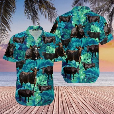 Black Angus Cattle Lovers Valentine Gifts   Aloha Hawaiian Shirt