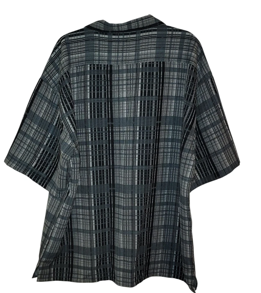 Camisa Montique Para Hombre Talla 3XL Negra Azul A Cuadros Abotonada Informal Oscura Academia Top Foto 2 de 3