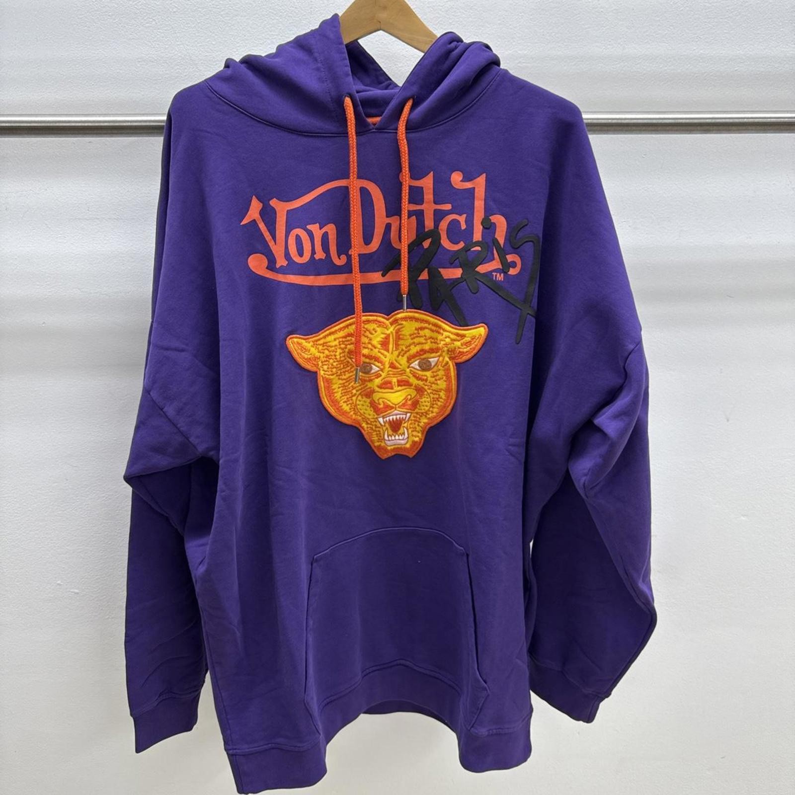 Von Dutch Paris New Hoodie XXL Purple Made in Italy Graphic Tiger Patch