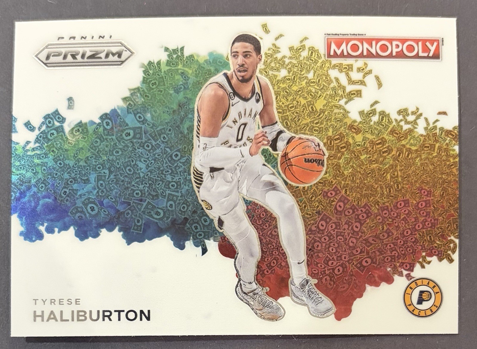 Tyrese Haliburton – MB-13 – 2023-24 Panini Prizm Monopoly Money Blast