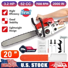 2-Stroke Gasoline Chainsaw 52CC 20" Power Engine Wood Cutting Gas Chain Saw NEW