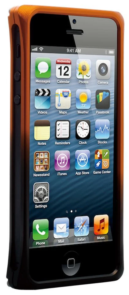 LavoicUSA Apple iPhone 5 5S Diamond-Cut Dual Color Aluminum Case - Black &Orange - Image 2 of 4