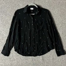 Rails Women's Size XS Black Lightning Print Long Sleeve Button Up Shirt