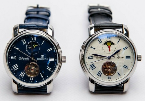 OROLOGIO TOURBILLON AUTOMATICO MOON PHASE ALL STAINLESS STEEL W.R.5 ATM  D.45mm | eBay