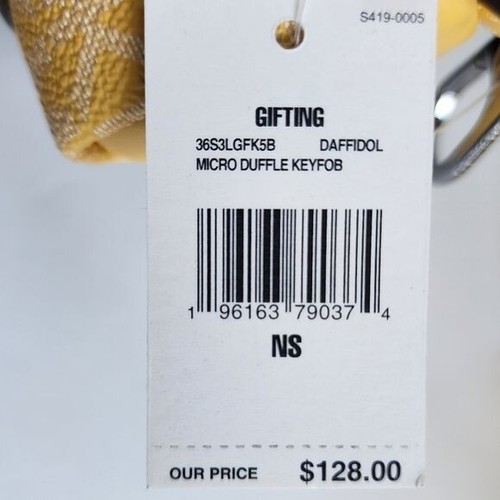 MICHAEL KORS Signature Micro Duffle Coin Purse Key Ring in Daffodil Yellow NWT! - Picture 6 of 8