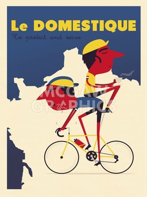 Domestique Protect and Serve Bicycle, Wilson Spencer, Wall Art Print 14'' X 11''