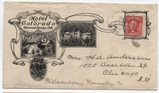 1906 Hotel Colorado stamp collar ad cover multiple vignettes  [3883]