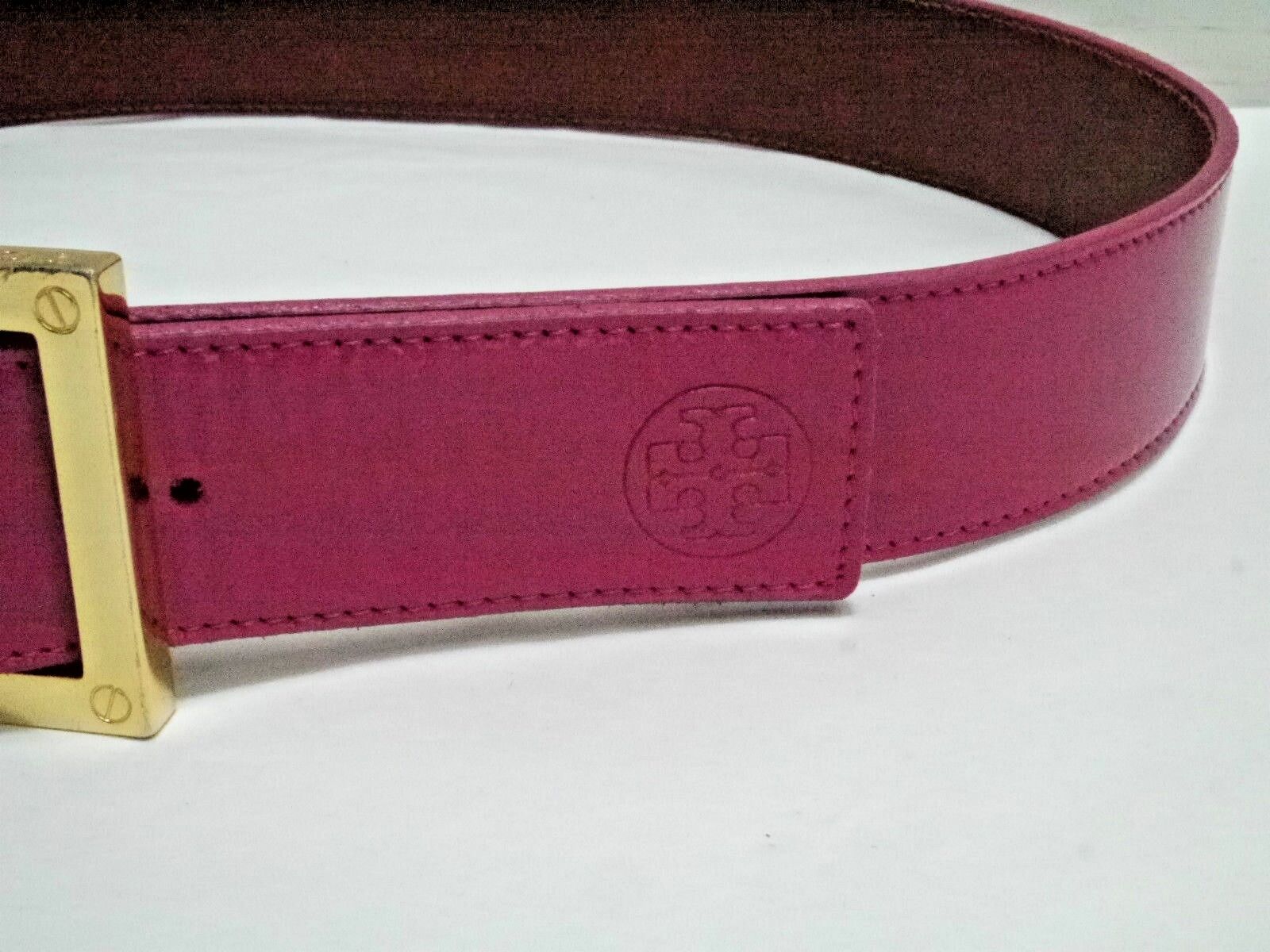 TORY BURCH dark pink patent leather belt with gol… - image 2
