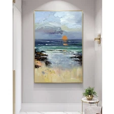 Sunrise Scenery Oil Painting Abstract Handmade Canvas Decorative Mural Unframe