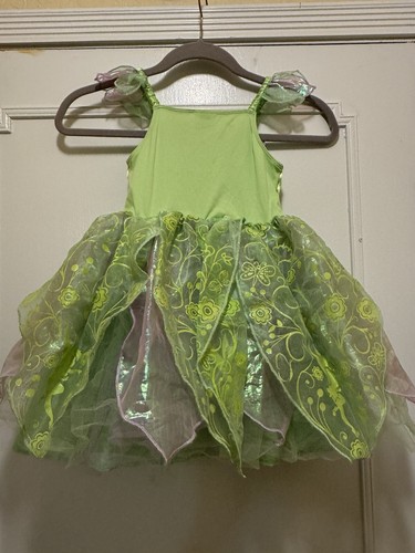 Disney Tinkerbell Costume Green Tulle Multi Layer Dress W Lightup Wings Size 5/6 - Picture 5 of 9