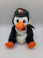 Vintage 1997 Coca-Cola Collectible Penguin in delivery Cap Bean Bag Plush W Tags