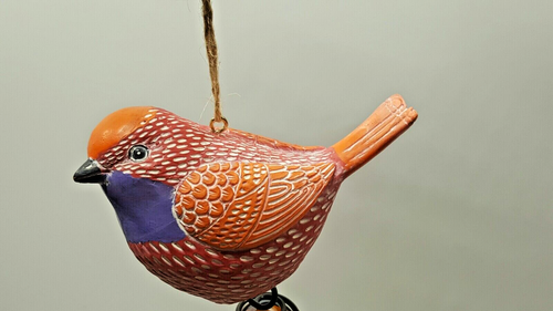 Ganz Warbler Vogel auf Ast Windspiel mit Haken Glocke 7,4" lang - Bild 3 von 10