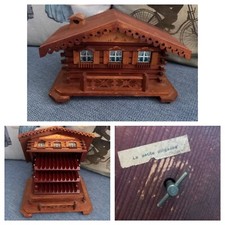 Vintage Distributore Sigarette Portasigarette Casetta Chalet Carillon Legno