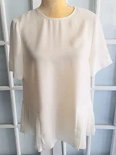 NEW ZARA White TOP BLOUSE PLEATED DETAIL Flowing Short Sleeve Size S  #4295