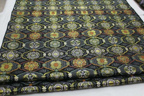 Faux Silk Brocade(Lucky Round Flower)Jacquard Damask Kimono Fabric Material*Bu16 - Picture 17 of 21