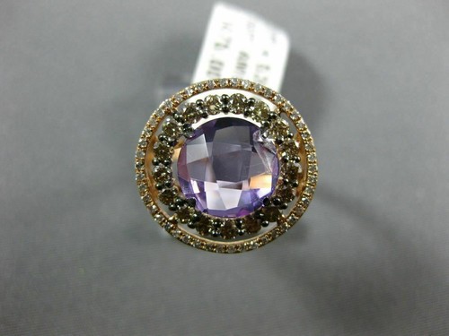 3.50CT WHITE CHOCOLATE FANCY DIAMOND & AAA AMETHYST 14K ROSE GOLD HALO LOVE RING - 第 3/12 張圖片