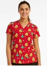 New Maevn Women's Printed V-Neck Scrub Top 1767