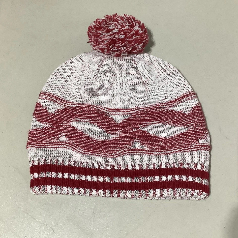 Gorro Woolrich Nuevo con Etiquetas Lana Acrílico Invierno Sombrero Pom-Pom Top Rojo y Blanco Fair Isle Foto 4 de 4