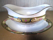 SAUCIERE sur DORMANT porcelaine décor Letourneur Sauce Boat LIMOGES Guerin c1900