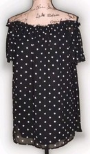 Nine West - Black & White Heart Print Convertible Neckline Tunic - Women's Large