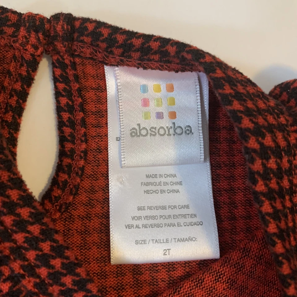 Vestido ABSORBA Niñas Pequeñas Talla 2T Cuadros Navidad Fiesta Manga Corta Foto 4 de 4