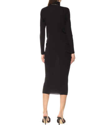 Bottega Veneta Rib Turtleneck Midi Dress Bark Brown Cotton Silk XS NWT  $1500 | eBay