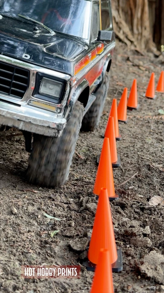 1/10 Scale Traffic Cones (10 Pack) – Drift, Race, Crawler - Orange/Black PETG - Image 4 of 4