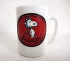 Vintage 1969 Avon Snoopy Red Baron Milk Glass Cup 3.5" Tall