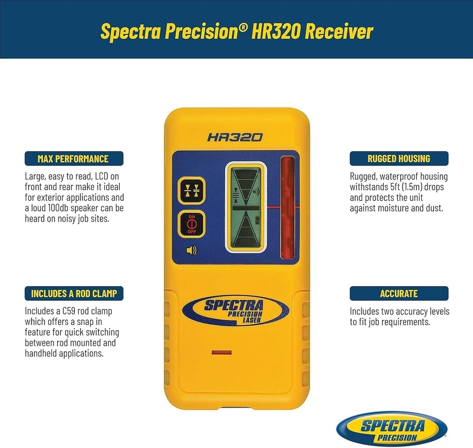 Versatile Red HR320 Laser Receiver: LCD Displays & 100 dBA Speaker for Precision - Image 4 of 4