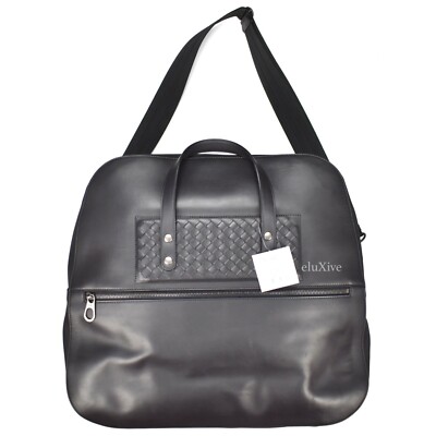 Bottega Veneta ノベルティ 未開封 NWT $3060 BOTTEGA VENETA Black Woven Leather Nylon Duffle Bag
