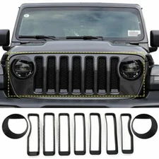 Front Grille Ring & Headlight Lamp Cover Trim for Jeep Wrangler JL Sahara 2018+