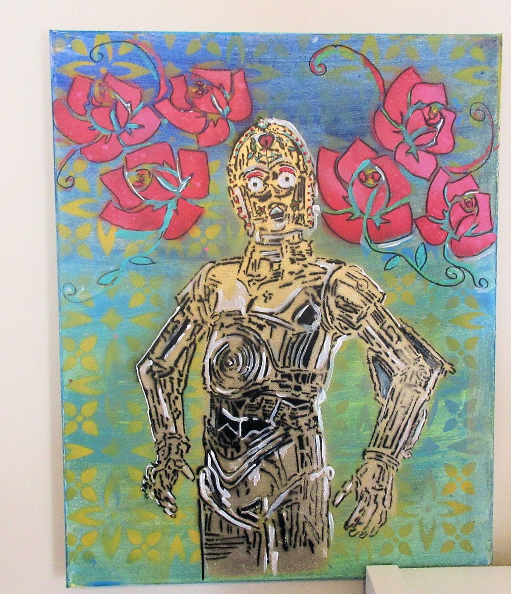 Star Wars C3PO, Day of the Dead Original Pop Graffiti Spray Paint Art 16