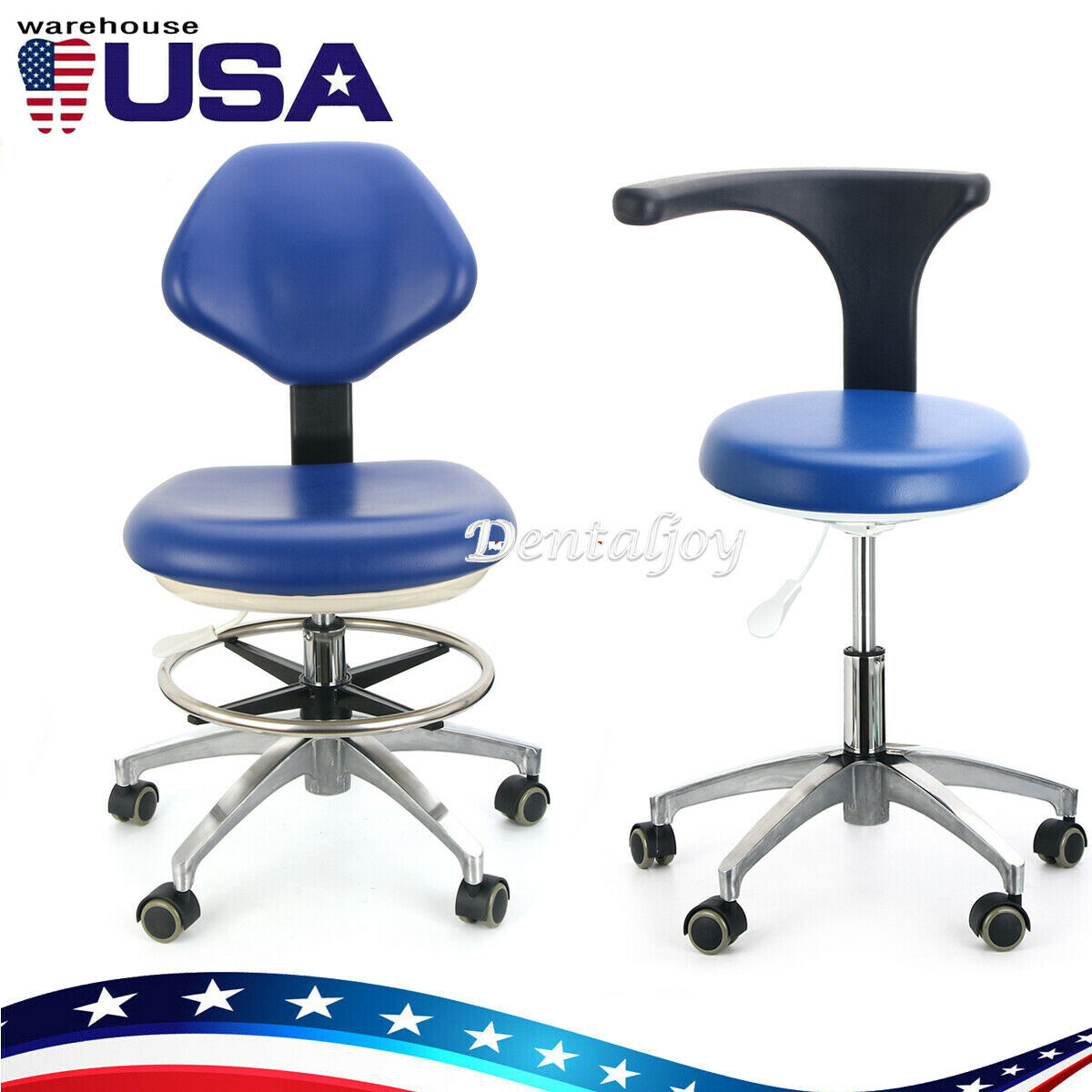 USA】PU Leather Dental Medical Stool Doctor Assistant Mobile Chair