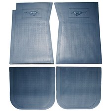 Scott Drake Blue Rubber Floor Mat Set W Running Horse Logo Mustang 65-73