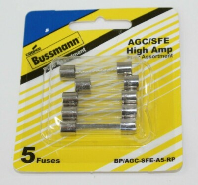 Fusibile Auto Bussmann AGA-5 5 Amp Vetro 1/4 X 5/8 – Confezione Da 5 Pezzi