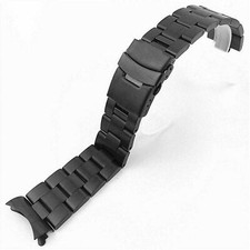 22mm Stainless Steel Solid Curved Watch Band For Casio MDV106-1A Duro 106 Black
