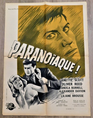 Paranoiac French Movie Poster Original 23 31 1963 Oliver Reed Ebay