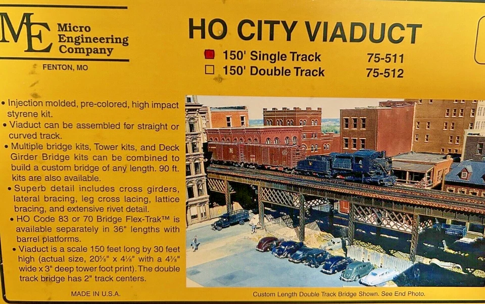 150 ft CITY STEEL VIADUCT BRIDGE - SINGLE TRACK HO Scale-PLASTIC KIT 75511 - NEW - Image 4 of 4