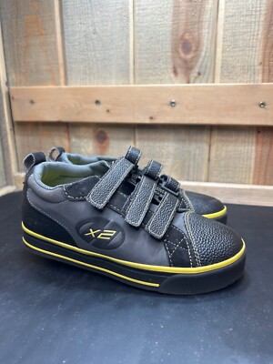 Heelys X2 Stingray Black Yellow Youth Kids Strap Skate Shoes Size 2 UK 1 EU 33