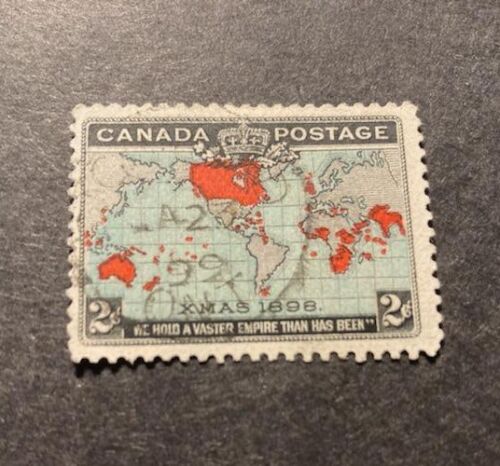 Canada Stamp-Scott #85 1898 Christmas Issue-British Empire Map 2c - Afbeelding 1 van 2