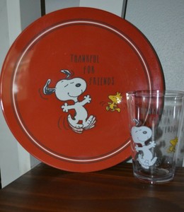 Pottery Barn Kids Peanuts Thanksgiving Plate Cup Set Snoopy
