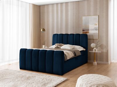 Boxspringbett Schlafzimmerbett DENIS PREMIUM 200x200cm Stoff Catch Me Dunkelblau