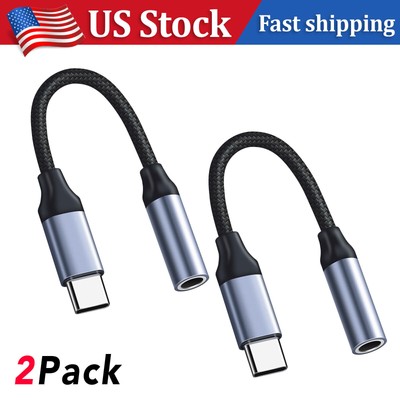2 Pack USB-C to 3.5mm Aux Jack Adapter Earphone Cable Cord For iPhone 15 Pro Max