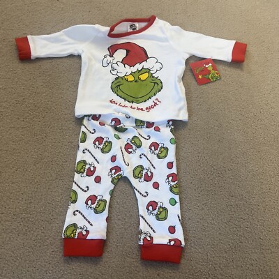 Unisex Baby The Grinch Christmas Pyjamas Set Size 0-3 Months