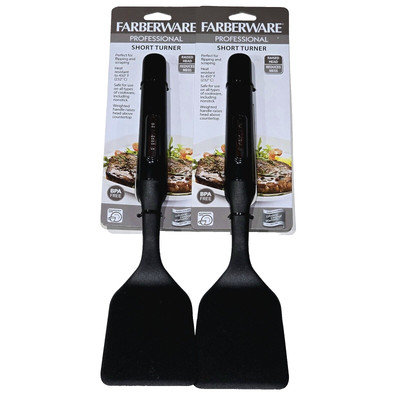 2 Pack Farberware Professional Short Turner For Flipping Scraping Black Plastic