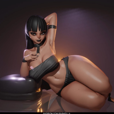 Rushzilla Goth Chel anime waifu resin figure unpainted DIY kit 5 Inch