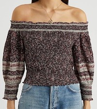WOW New Veronica Beard "Rosalinda" printed off shoulder top sz Lg 348